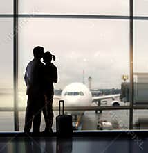 Sweethearts in airport