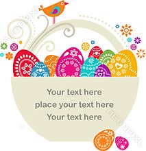Easter basket with pianted eggs