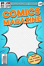 Comic book cover. Retro cartoon comics magazine. Vector template in pop art style