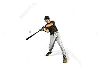 One caucasian man baseball player playing in studio