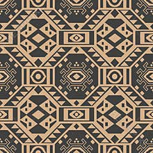 Vector damask seamless retro pattern background polygon geometry cross triangle frame. Elegant luxury brown tone design for