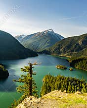 Beautiful Diablo lake in the mountains Washington state USA
