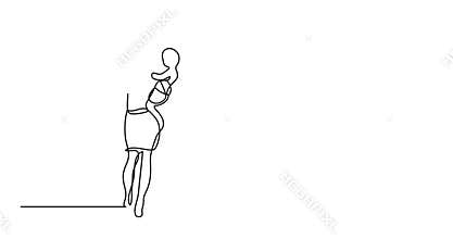 Animation of mother carrying her baby - single line drawing