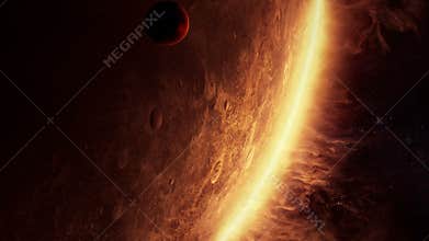 3D animation of an alien planet with amazing atmosphere
