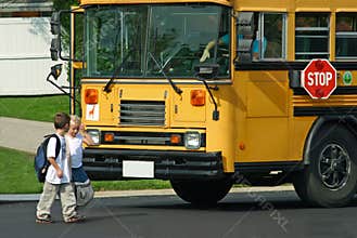 Kids Getting off Bus