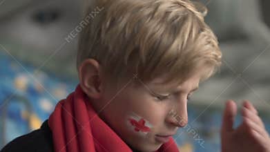 Young british fan upset after match loss, football championship, disappointment