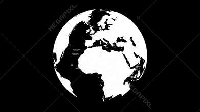 Animation of world globe spinning around. Globe spinning around in an endless loop. nimation with optional luma matte