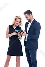 Young businesspeople cooperation isolated
