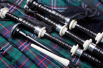Bagpipes on kilt