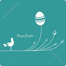 Easter eggs with cute bird