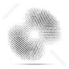 Halftone circle frame dotted background. Round border using halftone random circle dots raster texture. Grunge. Vector.