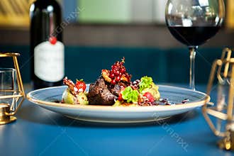 Fine cuisine in luxury lounge