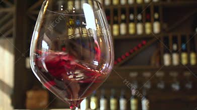 Wine tasting. Slow motion.