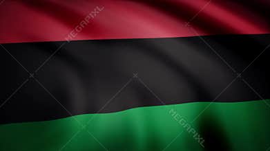 Pan-African flag. Consisting of three equal horizontal stripes red black green flag. Animation of satin detailed