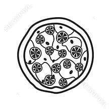 Big Pizza Outline Flat Icon on White