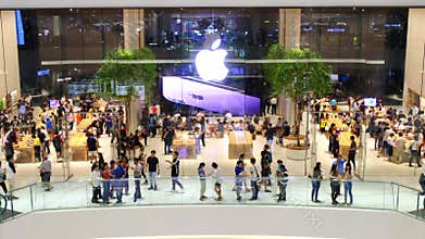 November 16, 2018 Bangkok. New Apple Store people walking to their new Store in Bangkok. At located Iconsiam
