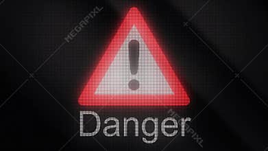 Animation extrusion of symbol of danger. Sign of skull, sign of nuclear danger, sign of warnings. Warning Mark animation