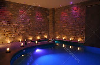 Romantic indoor spa pool