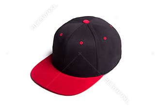 Black and red baseball cap isolated