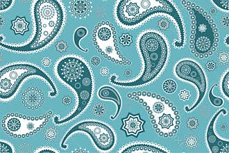 Islamic paisley seamless turquoise vector texture
