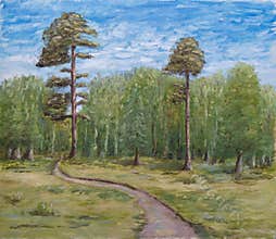 Forest landscape oil painting