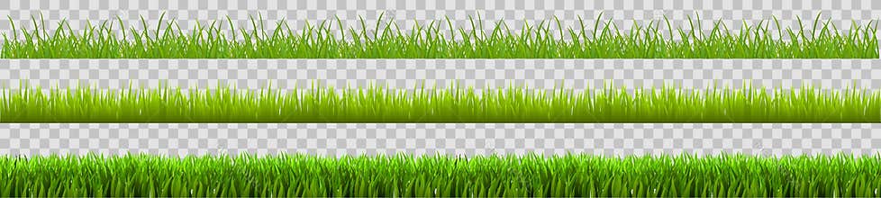 Green grass set, field, nature eco background - vector