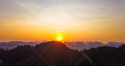 Beautiful sunset over Thailand mountains