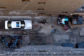 Bird's eye view of alleyway