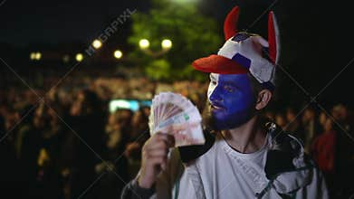People won money in sports betting. Football or soccer. Bucks slowmotion.