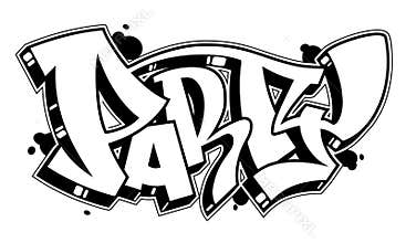 Party word in graffiti style. Vector text