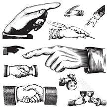 Set of antique hands (vector)