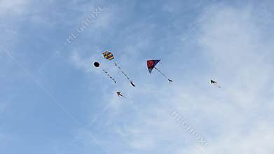 Flying kites on sky during festival in Greece