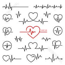 Heart rhythm set, Electrocardiogram, ECG - EKG signal