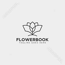 tree, plant and flower book education line logo template vector illustration icon element
