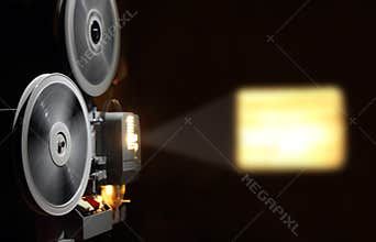 Old projector showing film