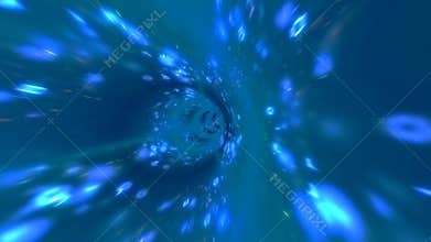 Moving fast through magical tunnel with lights