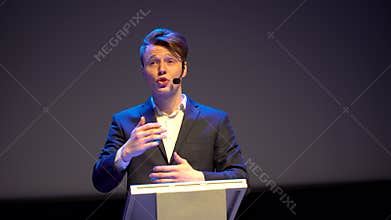 Business people seminar audience conference meeting forum coach speaker businessman training students studying seminar