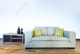 Modern living room detail with contemporary sofa