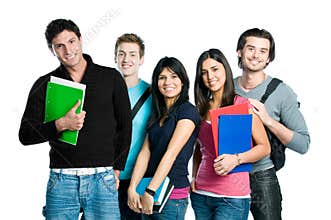 Smiling teenager students