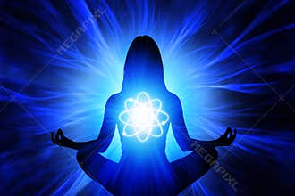 Woman in front the universe
