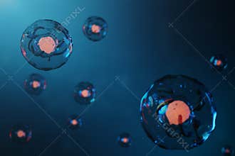 Human cells or animal. Cell colony. Concept of science and medicine, the regeneration of cells, the renewal of cells in
