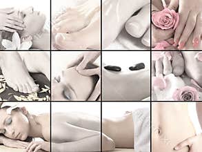 Collage of different spa treatment images