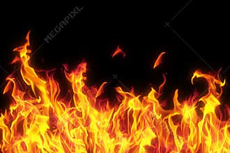 Flame isolated over black background
