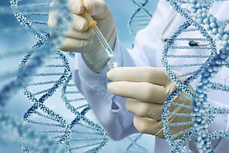 Lab technician conducts a DNA test .