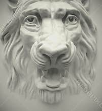 lion& x27;s head, statue in white marbleÂ 