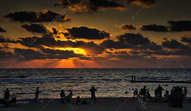 Caesarea in sunset in cloudy day