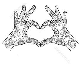 Hands showing love zentangle