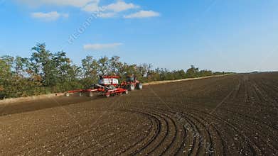 Tractor working on the field