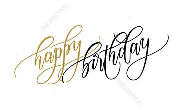 Happy Birthday greeting card calligraphy hand drawn vector postcard font lettering