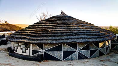 Traditional Ndebele hut, Botshabelo, Mpumalanga, South Africa